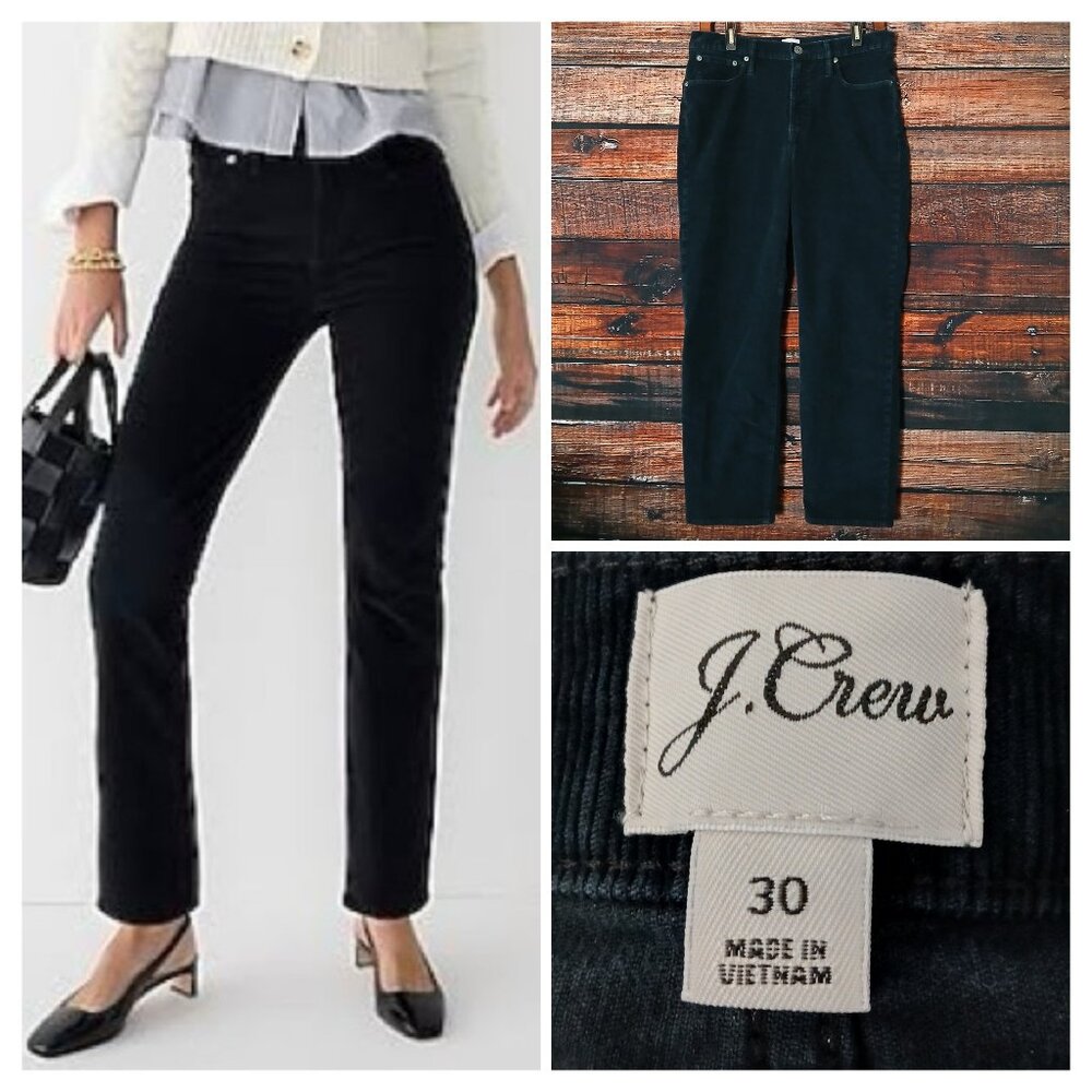 J Crew Corduroy Pants 30 Black Vintage Slim Straight Ankle Stretch Mid Rise